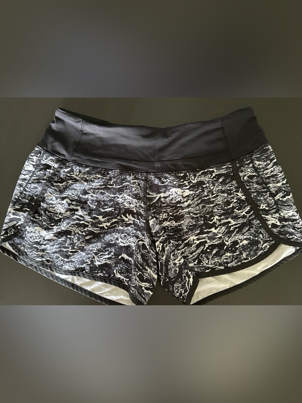 lululemon athletica Black & White surf-Print Athletic Shorts